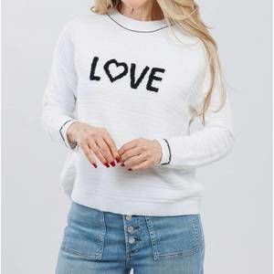NEW PURE AMICI love crew neck sweater in white/black
